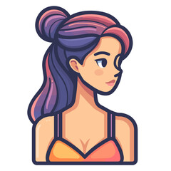 Beautiful girl with long hair. Vector illustration in cartoon style.