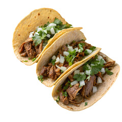 Delicious Tacos Authentic Mexican Street Food Recipe isolated on transparent background