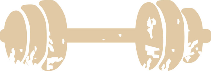 Grunge Style Beige Dumbbell Illustration on Transparent Background