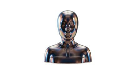 Isolated Metallic Abstract Human Bust