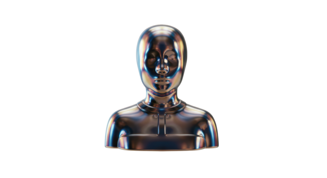 Isolated Metallic Abstract Human Bust