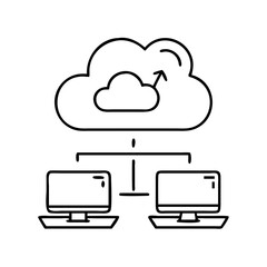 cloud computing icon, cloud computing line art - simple line art of cloud computing, perfect for cloud computing logos and icons