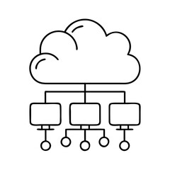 cloud computing icon, cloud computing line art - simple line art of cloud computing, perfect for cloud computing logos and icons