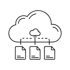 cloud storage icon, cloud storage line art - simple line art of cloud storage, perfect for cloud storage logos and icons