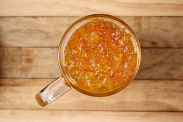 Orange marmalade jam on jar