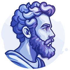 Sculpture of a man with a beard. Vector illustration