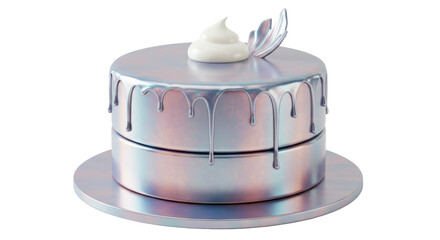 Isolated Metallic Cake with Cream