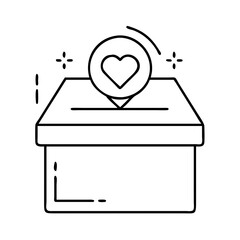 donation box icon, donation box line art - simple line art of donation box, perfect for donation box logos and icons