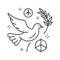 dove peace icon, dove peace line art - simple line art of dove peace, perfect for dove peace logos and icons