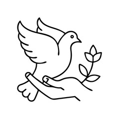dove peace icon, dove peace line art - simple line art of dove peace, perfect for dove peace logos and icons