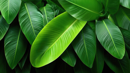 Closeup view of lush green leaves