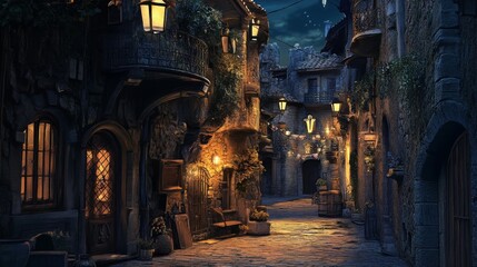 Night in Barcelona's gothic quarter.