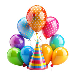 Colorful Balloons and Party Hat: Birthday Party Decorations