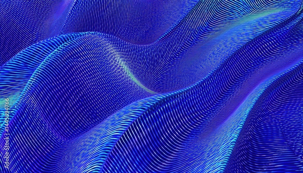 Poster abstract 3d glowing wave of blue and violet dots for futuristic web design, digital branding, ui bac