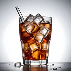 Iced Cola in Glass with Straw
