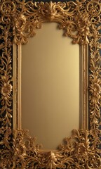 Intricate gold vintage scrollwork frame, featuring lavish floral detailing , design, scroll, old