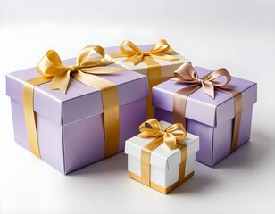 Obraz premium Gift Boxes with Gold and Beige Ribbons