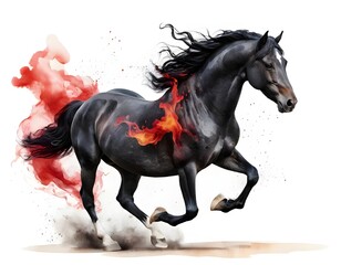 Fototapeta premium Fiery Black Stallion in Motion