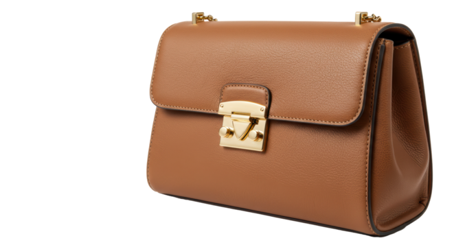 Isolated Brown Leather Shoulder Bag Fashion Accessory