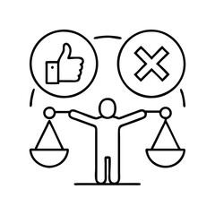 ethical dilemma icon, ethical dilemma line art - simple line art of ethical dilemma, perfect for ethical dilemma logos and icons