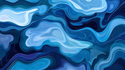 Blue ocean wave pattern minimalist oil
