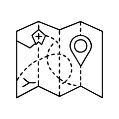 exploration map icon, exploration map line art - simple line art of exploration map, perfect for exploration map logos and icons