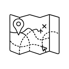 exploration map icon, exploration map line art - simple line art of exploration map, perfect for exploration map logos and icons