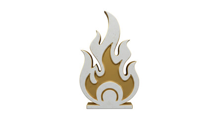 Isolated Symbol of Fire with Gold Outline