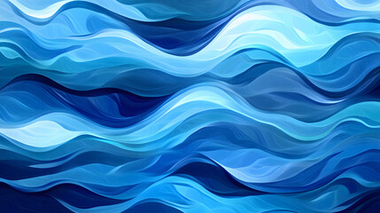 Blue ocean wave pattern minimalist oil