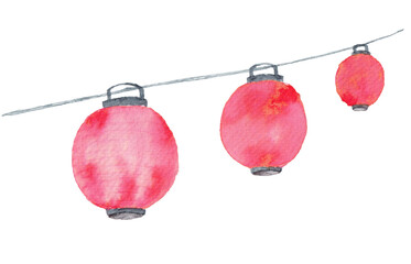 水彩で描いた赤い提灯 © kayo