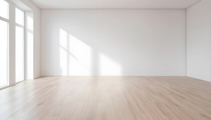 Empty Room with Sunlight and Light Wood Floor