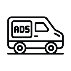 Advertising Van Vector outline icon. Eps10 file 