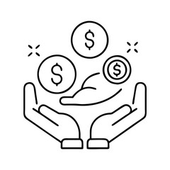 financial assistance icon, financial assistance line art - simple line art of financial assistance, perfect for financial assistance logos and icons