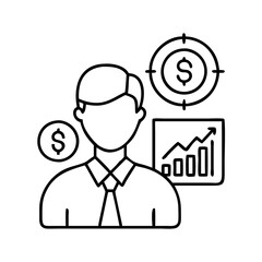 financial planner icon, financial planner line art - simple line art of financial planner, perfect for financial planner logos and icons
