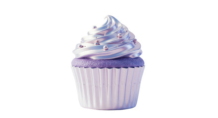 Isolated Delicious Violet Cupcake with Silver Sprinkles