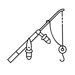 fishing rod icon, fishing rod line art - simple line art of fishing rod, perfect for fishing rod logos and icons