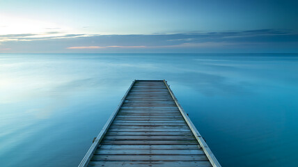 Fototapeta premium Serene ocean pier tranquil waters peaceful sunset magical view