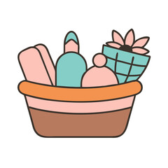 Basket with spa cosmetics and accessories