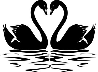 Black and white swan vector illustration