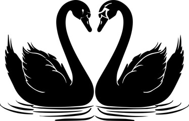 Black and white swan vector illustration