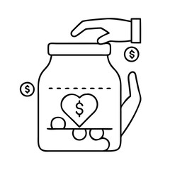 fundraising jar icon, fundraising jar line art - simple line art of fundraising jar, perfect for fundraising jar logos and icons