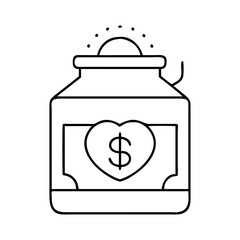 fundraising jar icon, fundraising jar line art - simple line art of fundraising jar, perfect for fundraising jar logos and icons