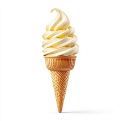 Delicious vanilla ice cream cone with soft serve creamy texture and summery vibes perfect for hot days and treats