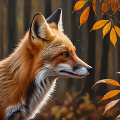 Obraz premium Red Fox in Autumn Forest