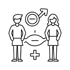 gender equality icon, gender equality line art - simple line art of gender equality, perfect for gender equality logos and icons