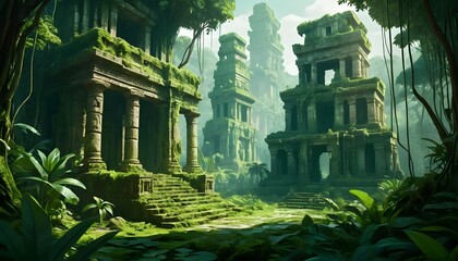Obraz premium Overgrown Jungle Temple Ruins