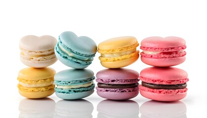 Fototapeta premium Colorful Macarons Stacked on White Background