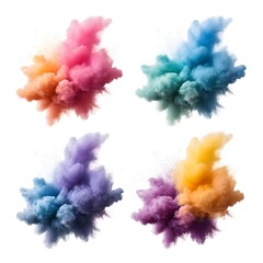 Fototapeta premium Colorful Powder Explosions, Four Color Variations