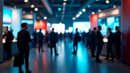 Dynamic Job Fair Event: Exhibitors Engaging Candidates at Recruitment Booths - Professional Networking Atmosphere with Space for Your Branding!