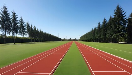 Running Track Through Evergreen Trees